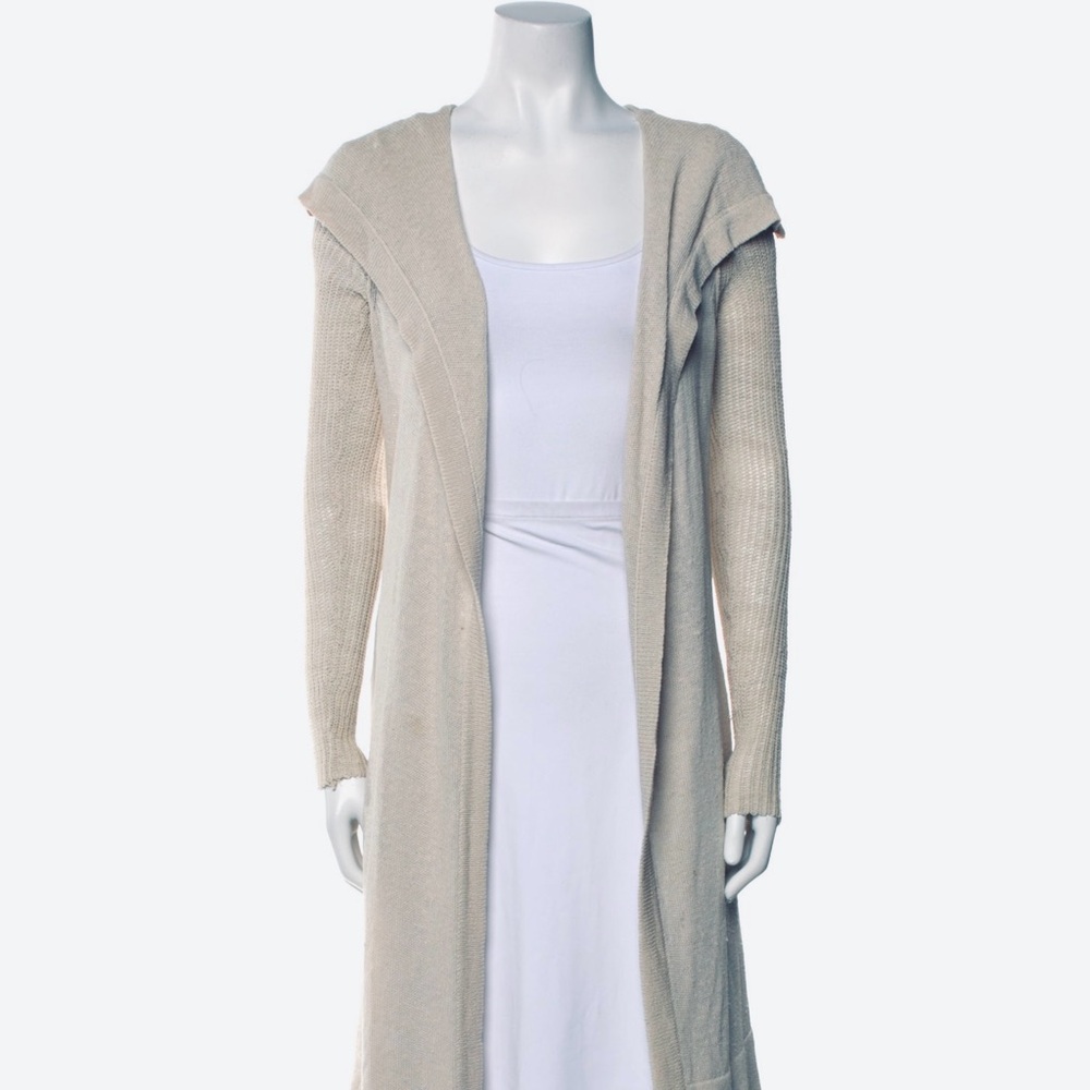 JAMES PERSE Draped Cardigan Silk Ecru Knit Linen/Beige NWT $295 Small/ Medium - Picture 11 of 14